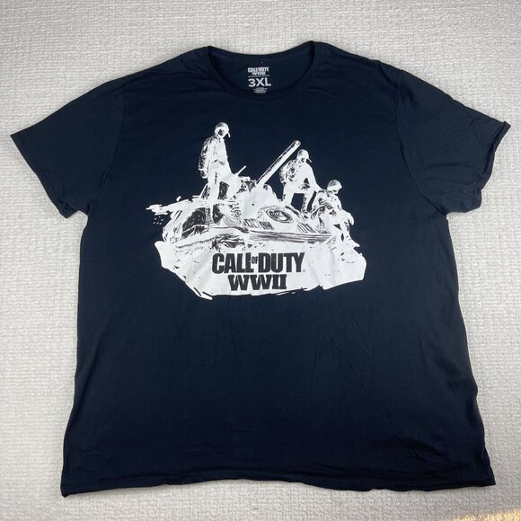 2017 Men's 3XL Call Of Duty WW2 Blue Graphic Video Game Collector T Shirt - Picture 1 of 16